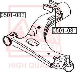 ASVA 0501-082 - Сайлентблок, рычаг подвески колеса autospares.lv