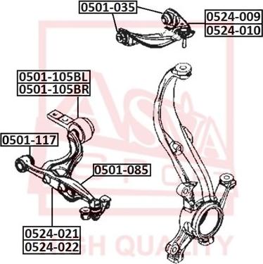 ASVA 0501-105BR - Сайлентблок, рычаг подвески колеса autospares.lv