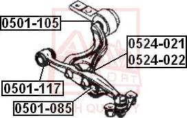 ASVA 0501-105 - Сайлентблок, рычаг подвески колеса autospares.lv