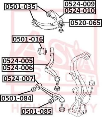 ASVA 0520-065 - Шаровая опора, несущий / направляющий шарнир autospares.lv