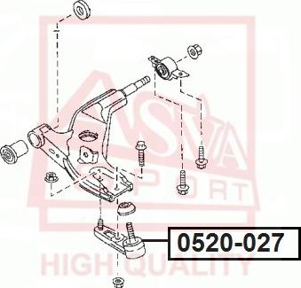 ASVA 0520-027 - Шаровая опора, несущий / направляющий шарнир autospares.lv