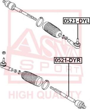 ASVA 0521-DYL - Наконечник рулевой тяги, шарнир autospares.lv