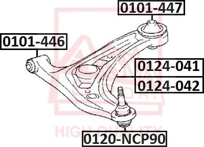 ASVA 0101-446 - Сайлентблок, рычаг подвески колеса autospares.lv