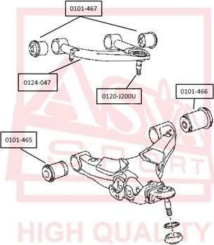 ASVA 0101-465 - Сайлентблок, рычаг подвески колеса autospares.lv