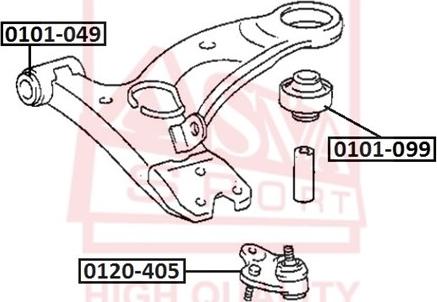 ASVA 0101-099 - Сайлентблок, рычаг подвески колеса autospares.lv