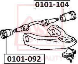 ASVA 0101-104 - Сайлентблок, рычаг подвески колеса autospares.lv