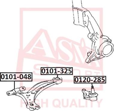 ASVA 0101-048 - Сайлентблок, рычаг подвески колеса autospares.lv