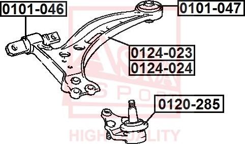 ASVA 0101-047 - Сайлентблок, рычаг подвески колеса autospares.lv