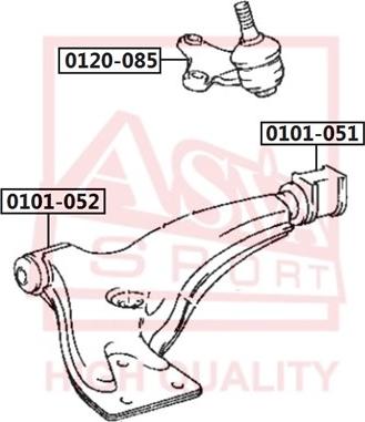 ASVA 0101-051 - Сайлентблок, рычаг подвески колеса autospares.lv