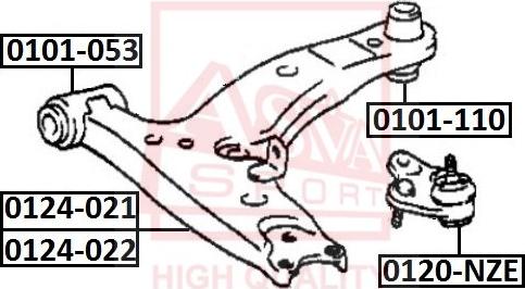 ASVA 0101-053 - Сайлентблок, рычаг подвески колеса autospares.lv