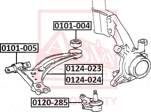 ASVA 0101-004 - Сайлентблок, рычаг подвески колеса autospares.lv