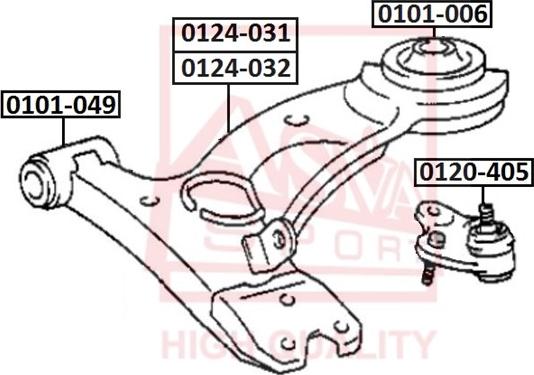 ASVA 0124-031 - Рычаг подвески колеса autospares.lv