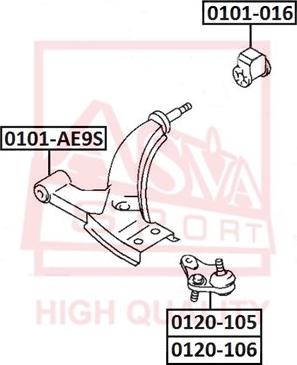 ASVA 0101-AE9S - Сайлентблок, рычаг подвески колеса autospares.lv