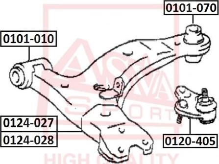 ASVA 0101-070 - Сайлентблок, рычаг подвески колеса autospares.lv