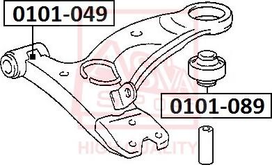 ASVA 0101-089 - Сайлентблок, рычаг подвески колеса autospares.lv