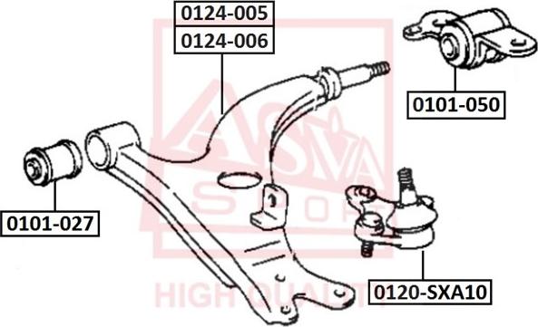 ASVA 0101-027 - Сайлентблок, рычаг подвески колеса autospares.lv