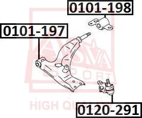 ASVA 0101-198 - Сайлентблок, рычаг подвески колеса autospares.lv