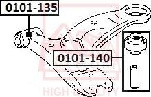 ASVA 0101-140 - Сайлентблок, рычаг подвески колеса autospares.lv