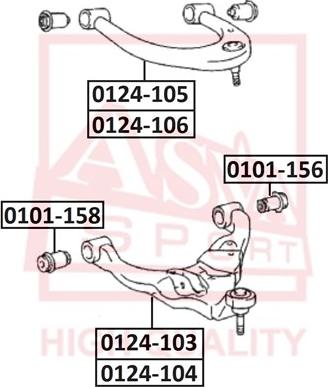 ASVA 0101-156 - Сайлентблок, рычаг подвески колеса autospares.lv