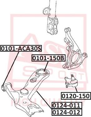 ASVA 0101-150B - Сайлентблок, рычаг подвески колеса autospares.lv