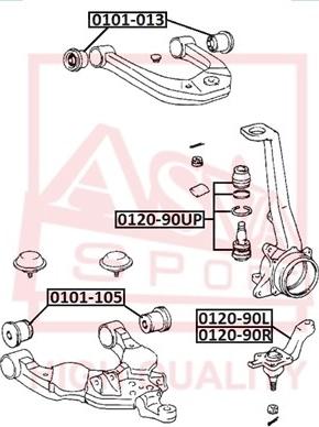 ASVA 0120-90UP - Шаровая опора, несущий / направляющий шарнир autospares.lv