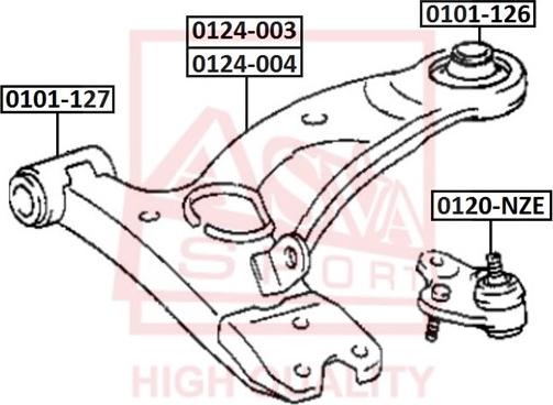 ASVA 0101-127 - Сайлентблок, рычаг подвески колеса autospares.lv