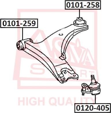 ASVA 0101-258 - Сайлентблок, рычаг подвески колеса autospares.lv