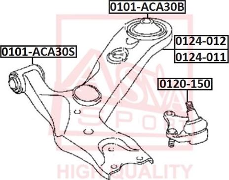 ASVA 0101-ACA30B - Сайлентблок, рычаг подвески колеса autospares.lv