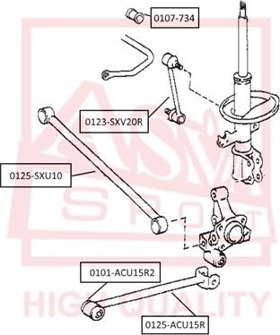 ASVA 0101-ACU15R2 - Сайлентблок, рычаг подвески колеса autospares.lv