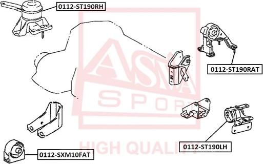 ASVA 0112-SXM10FAT - Подушка, опора, подвеска двигателя autospares.lv