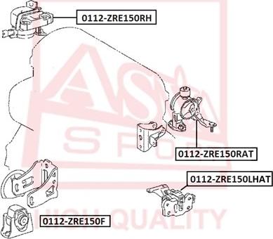 ASVA 0112-ZRE150RAT - Подушка, опора, подвеска двигателя autospares.lv