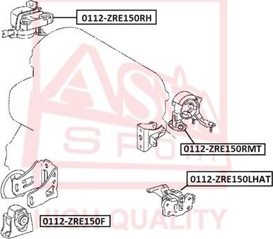 ASVA 0112-ZRE150RMT - Подушка, опора, подвеска двигателя autospares.lv