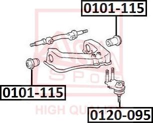 ASVA 0120-095 - Шаровая опора, несущий / направляющий шарнир autospares.lv