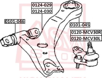 ASVA 0124-029 - Рычаг подвески колеса autospares.lv