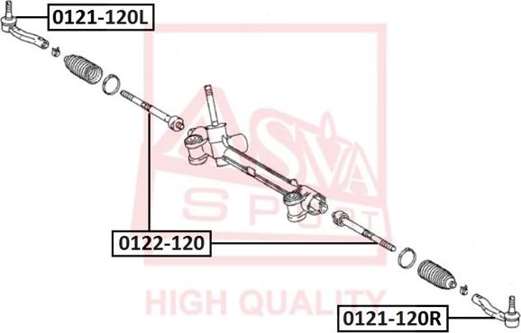 ASVA 0121-120L - Наконечник рулевой тяги, шарнир autospares.lv