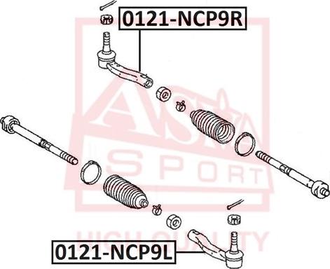 ASVA 0121-NCP9L - Наконечник рулевой тяги, шарнир autospares.lv