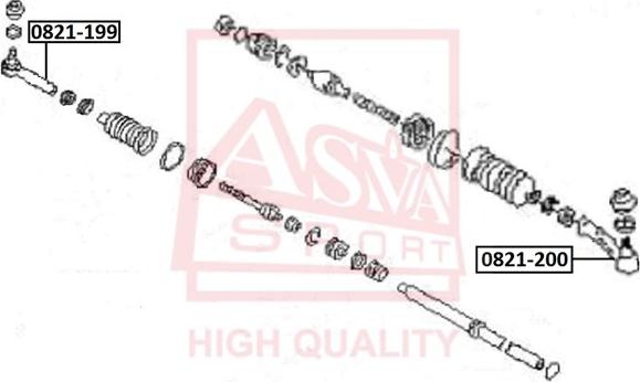 ASVA 0821-199 - Наконечник рулевой тяги, шарнир autospares.lv