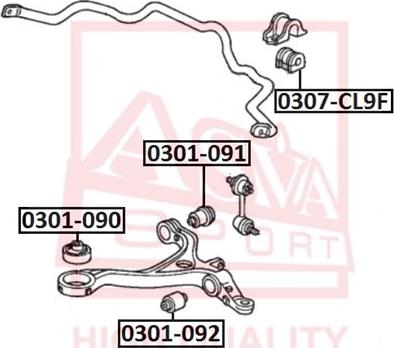 ASVA 0301-090 - Сайлентблок, рычаг подвески колеса autospares.lv