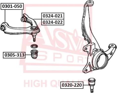 ASVA 0301-050 - Сайлентблок, рычаг подвески колеса autospares.lv