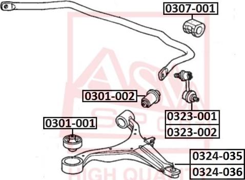 ASVA 0307-001 - Втулка стабилизатора autospares.lv