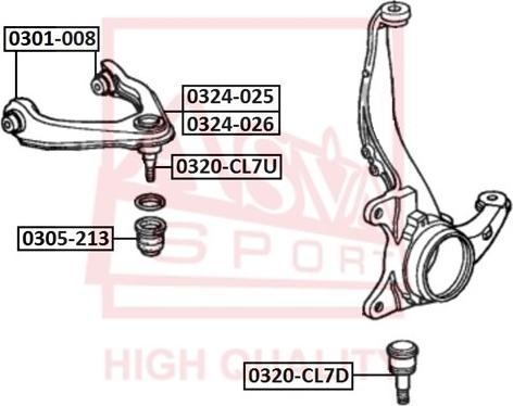 ASVA 0301-008 - Сайлентблок, рычаг подвески колеса autospares.lv