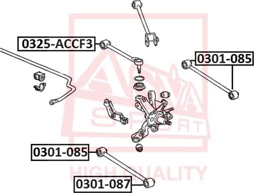 ASVA 0301-087 - Сайлентблок, рычаг подвески колеса autospares.lv