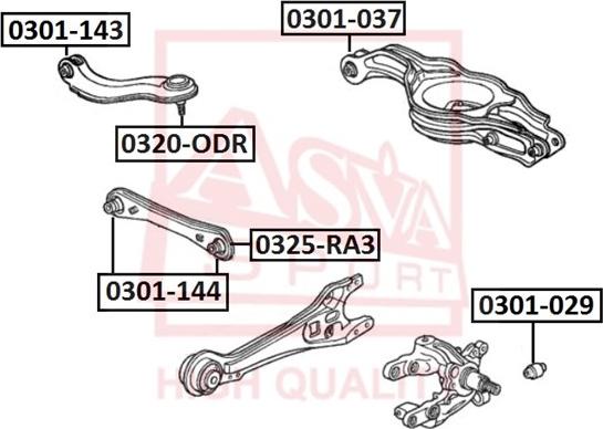 ASVA 0301-029 - Сайлентблок, рычаг подвески колеса autospares.lv