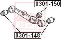 ASVA 0301-148 - Сайлентблок, рычаг подвески колеса autospares.lv