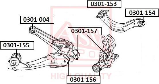 ASVA 0301-155 - Сайлентблок, рычаг подвески колеса autospares.lv