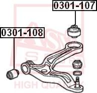 ASVA 0301-107 - Сайлентблок, рычаг подвески колеса autospares.lv