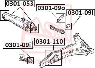 ASVA 0301-110 - Сайлентблок, рычаг подвески колеса autospares.lv