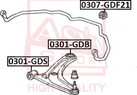 ASVA 0301-GDB - Сайлентблок, рычаг подвески колеса autospares.lv