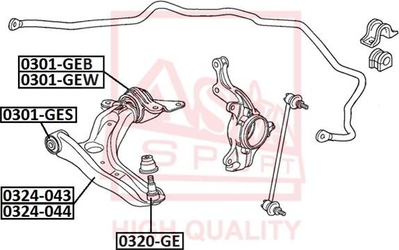 ASVA 0301-GEB - Сайлентблок, рычаг подвески колеса autospares.lv