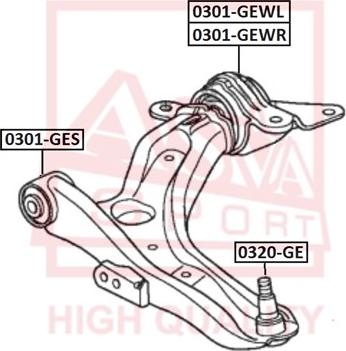 ASVA 0320-GE - Шаровая опора, несущий / направляющий шарнир autospares.lv